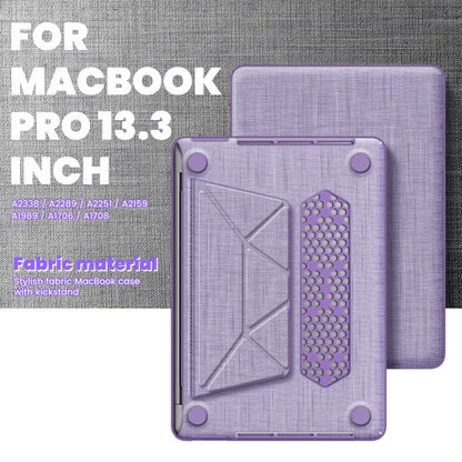 For MacBook Pro 13.3 inch M1 A2338 Fabric Magnetic Holder Laptop Protective Case(Purple) - MacBook Pro Cases by buy2fix | Online Shopping UK | buy2fix