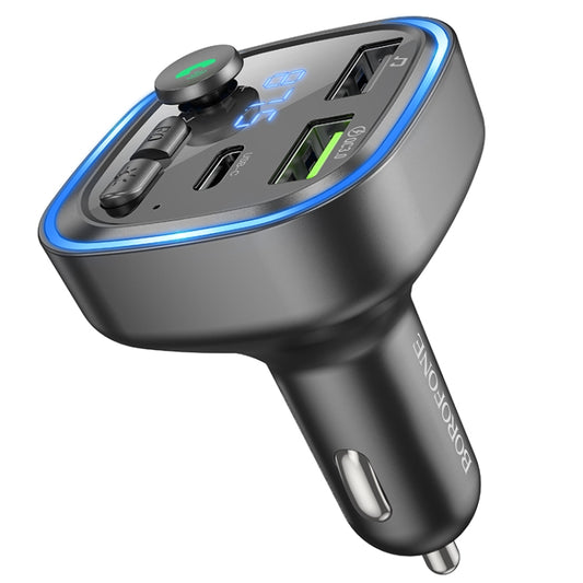 Borofone BC48 Broad Bluetooth 5.0 Car Wireless FM Transmitter(Black) - Bluetooth Car Kits by Borofone | Online Shopping UK | buy2fix