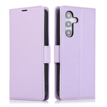 For Samsung Galaxy S25 / S24 5G Side Buckle RFID Anti-theft Leather Phone Case(Light Purple) - Galaxy S25 5G Cases by buy2fix | Online Shopping UK | buy2fix