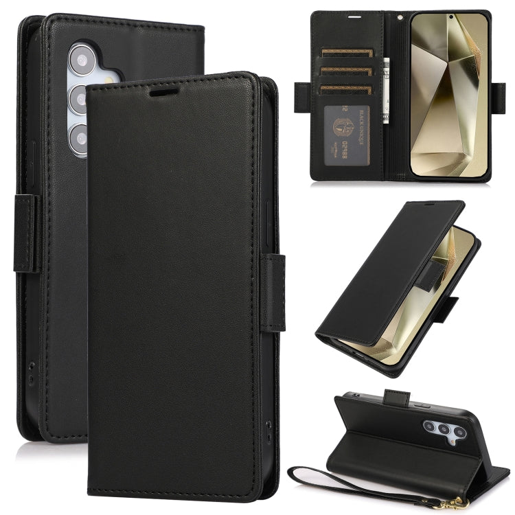 For Samsung Galaxy S25+ / S24+ 5G Side Buckle RFID Anti-theft Leather Phone Case(Black) - Galaxy S25+ 5G Cases by buy2fix | Online Shopping UK | buy2fix