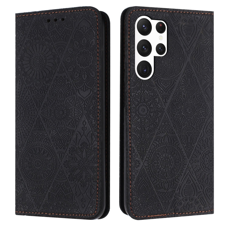 For Samsung Galaxy S25 Ultra 5G Ethnic Embossed Adsorption Leather Phone Case(Black) - Galaxy S25 Ultra 5G Cases by buy2fix | Online Shopping UK | buy2fix