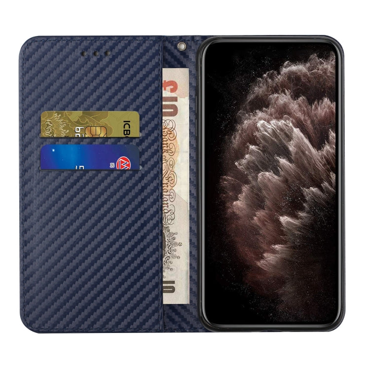 For Samsung Galaxy S25 5G Carbon Fiber Texture Magnetic Flip Leather Phone Case(Blue) - Galaxy S25 5G Cases by buy2fix | Online Shopping UK | buy2fix