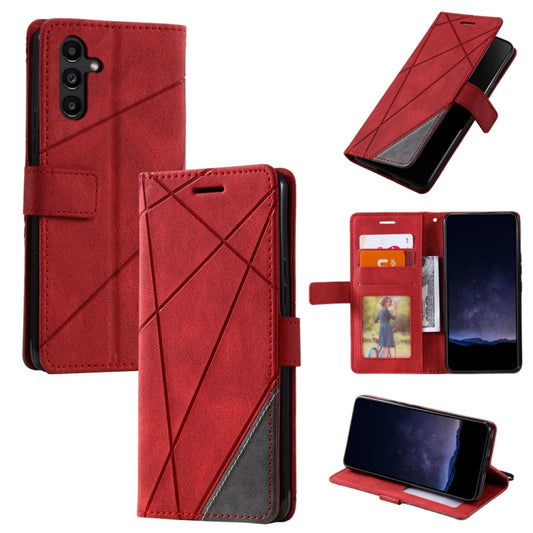 For Samsung Galaxy S25+ 5G Skin Feel Splicing Leather Phone Case(Red) - Galaxy S25+ 5G Cases by buy2fix | Online Shopping UK | buy2fix