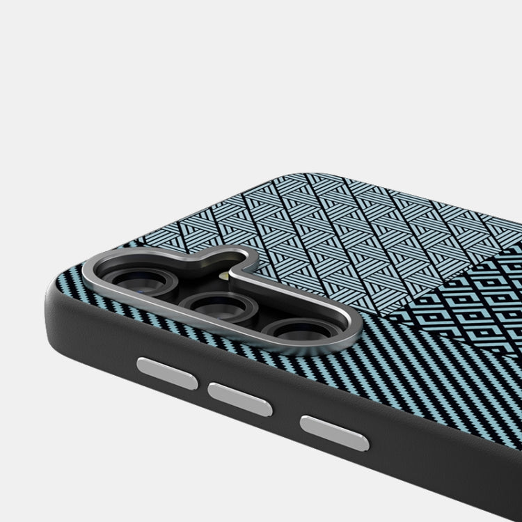 For Samsung Galaxy S25+ 5G ABEEL 6D Micro Relief MagSafe Magnetic Phone Case(Carbon Fiber Blue) - Galaxy S25+ 5G Cases by buy2fix | Online Shopping UK | buy2fix