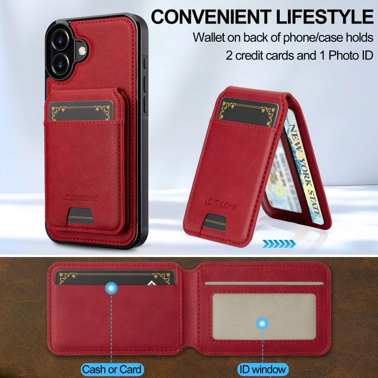 For iPhone 16 LC.IMEEKE L3 Series Detachable RFID Card Bag Magsafe Phone Case(Red) - iPhone 16 Cases by LC.IMEEKE | Online Shopping UK | buy2fix