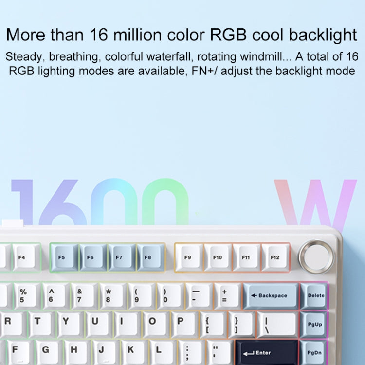 AULA F75 80 Keys Wired/2.4G/Bluetooth Three Model Customized RGB Mechanical Keyboard(Gradient Grey) - Wireless Keyboard by AULA | Online Shopping UK | buy2fix