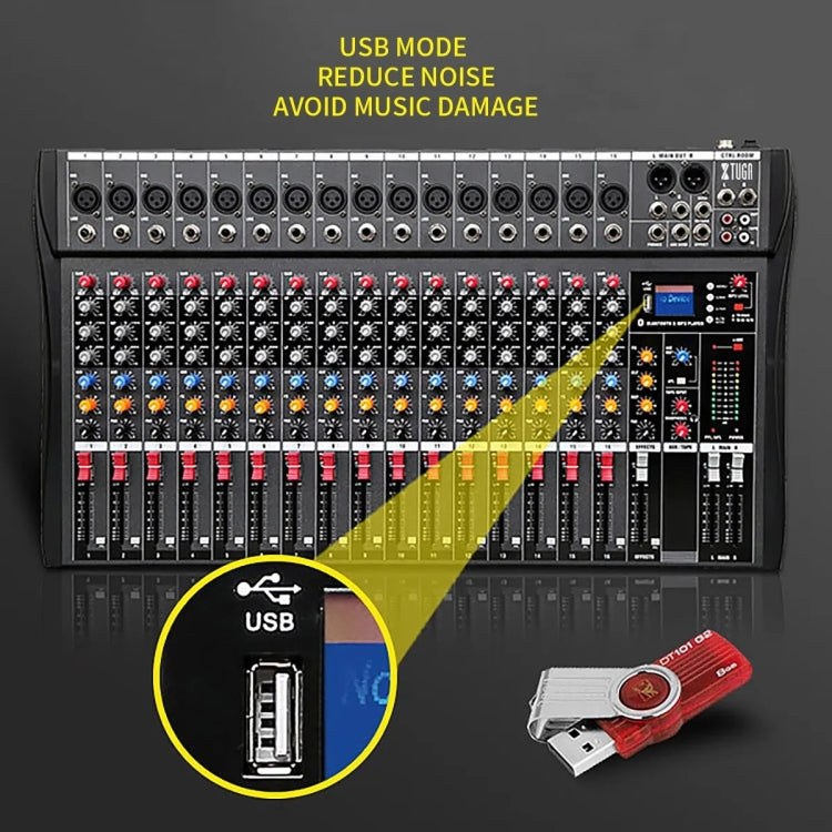 XTUGA CT160X 16-Channels Audio Mixer DJ Mixing Console with 48V Power Supply(AU Plug) - Live Sound Effects Processors by XTUGA | Online Shopping UK | buy2fix