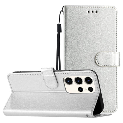 For Samsung Galaxy S25 Ultra 5G Silk Texture Horizontal Flip Leather Phone Case(Silver) - Galaxy S25 Ultra 5G Cases by buy2fix | Online Shopping UK | buy2fix