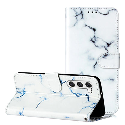 For Samsung Galaxy S25+ 5G Colored Drawing Marble Pattern Leather Phone Case(White Marble) - Galaxy S25+ 5G Cases by buy2fix | Online Shopping UK | buy2fix