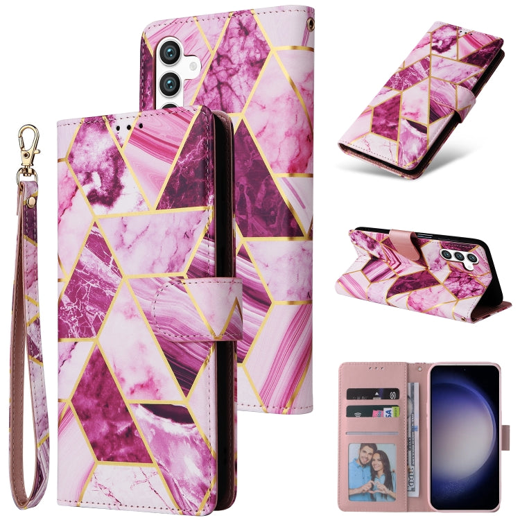 For Samsung Galaxy S25 5G Marble Bronzing Stitching Leather Phone Case(Purple) - Galaxy S25 5G Cases by buy2fix | Online Shopping UK | buy2fix