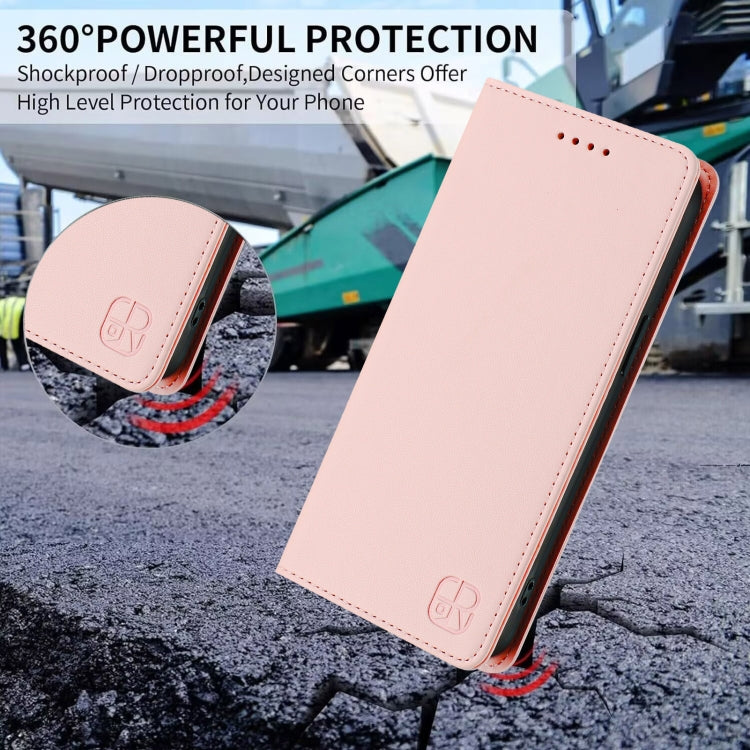 For Samsung Galaxy S24 / S25 5G RC01 Dual-Folded Magnetic Suction RFID Leather Phone Case(Pink) - Galaxy S25 5G Cases by buy2fix | Online Shopping UK | buy2fix