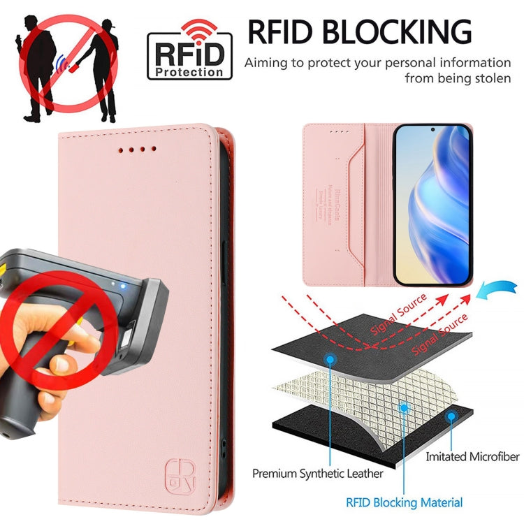 For Samsung Galaxy S24+ / S25+ 5G RC01 Dual-Folded Magnetic Suction RFID Leather Phone Case(Pink) - Galaxy S25+ 5G Cases by buy2fix | Online Shopping UK | buy2fix