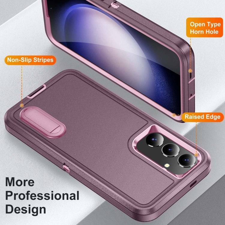 For Samsung Galaxy S24+ / S25+ 5G Rugged PC Hybrid Silicone Phone Case with Holder(Purple+Pink) - Galaxy S25+ 5G Cases by buy2fix | Online Shopping UK | buy2fix