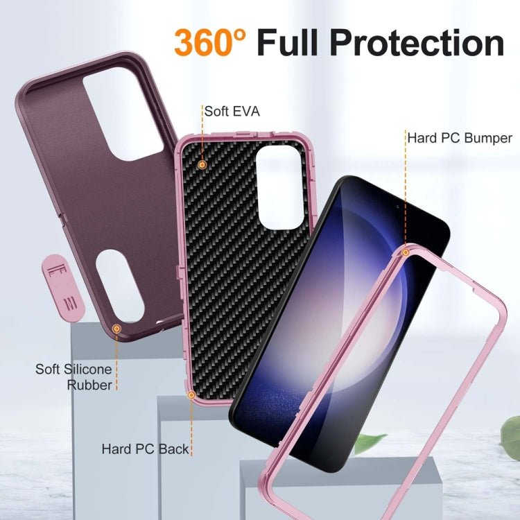 For Samsung Galaxy S24+ / S25+ 5G Rugged PC Hybrid Silicone Phone Case with Holder(Purple+Pink) - Galaxy S25+ 5G Cases by buy2fix | Online Shopping UK | buy2fix