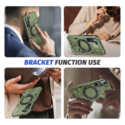 For Samsung Galaxy S25+ 5G MagSafe Magnetic Shockproof Phone Case with Ring Holder(Dark Green) - Galaxy S25+ 5G Cases by buy2fix | Online Shopping UK | buy2fix