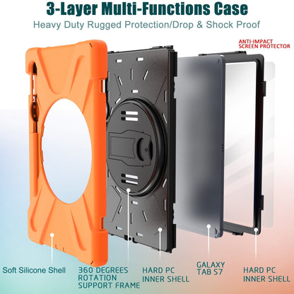 For Samsung Galaxy Tab S9 / Galaxy Tab S8 / Galaxy Tab S7 (2020) T870 Shockproof Colorful Silicone + PC Protective Case with Holder & Shoulder Strap & Hand Strap & Pen Slot(Orange) - Galaxy Tab S8 Cases by buy2fix | Online Shopping UK | buy2fix