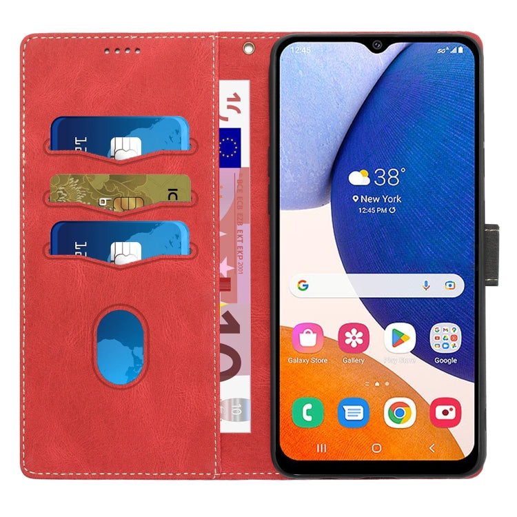 For Samsung Galaxy S25+ 5G Grid Stitching Leather Phone Case with Lanyard(Red) - Galaxy S25+ 5G Cases by buy2fix | Online Shopping UK | buy2fix