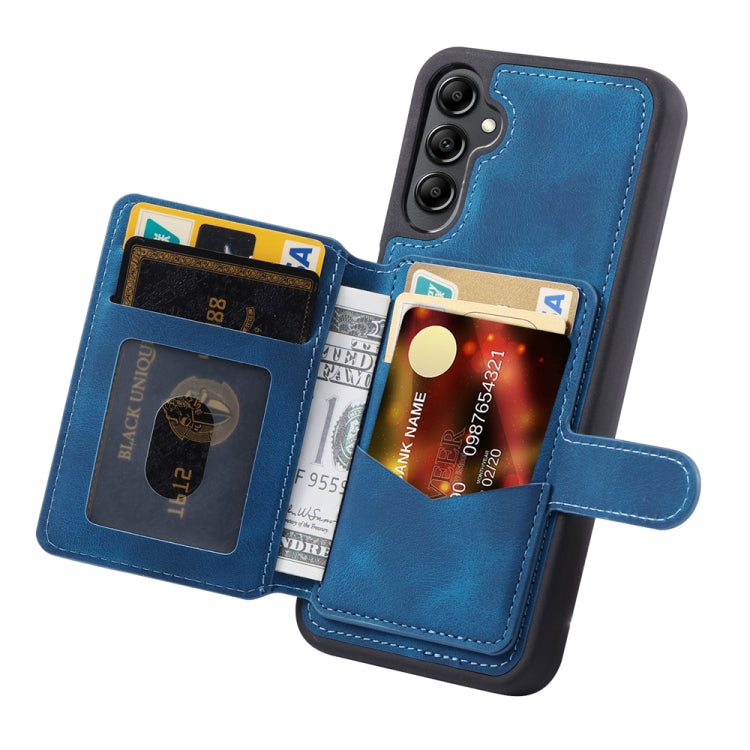 For Samsung Galaxy S25+ 5G Skin Feel Dream RFID Anti-theft PU Card Bag Phone Case(Peacock Blue) - Galaxy S25+ 5G Cases by buy2fix | Online Shopping UK | buy2fix