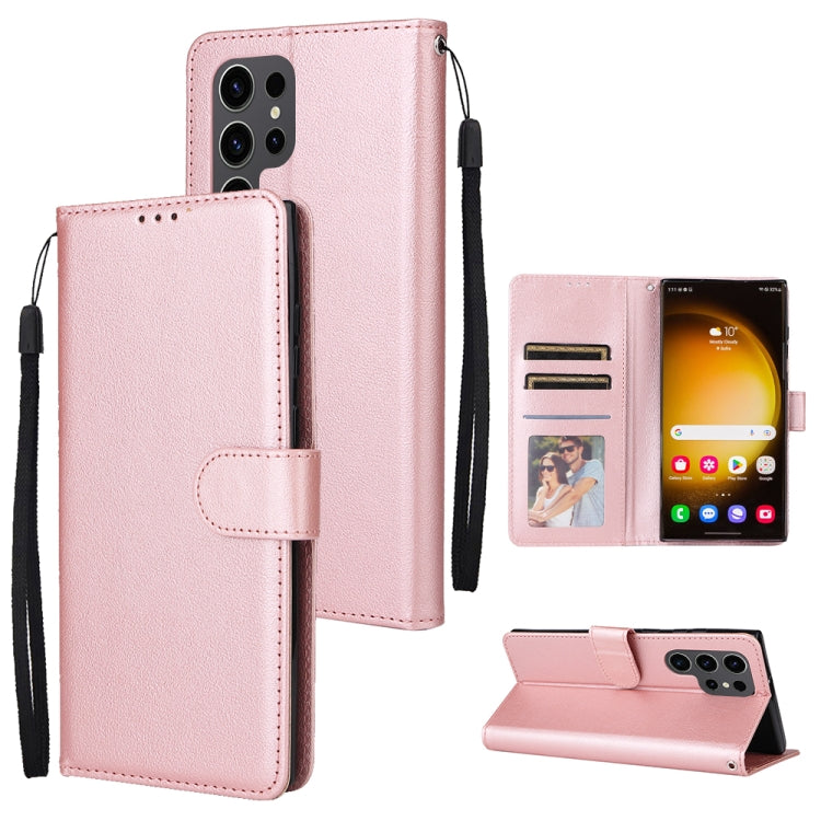 For Samsung Galaxy S25 Ultra 5G 3-Card Slots Multifunctional Leather Phone Case(Rose Gold) - Galaxy S25 Ultra 5G Cases by buy2fix | Online Shopping UK | buy2fix