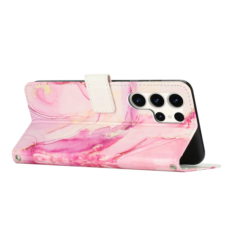 For Samsung Galaxy S25 Ultra 5G Painted Marble Pattern Leather Phone Case(Rose Gold) - Galaxy S25 Ultra 5G Cases by buy2fix | Online Shopping UK | buy2fix