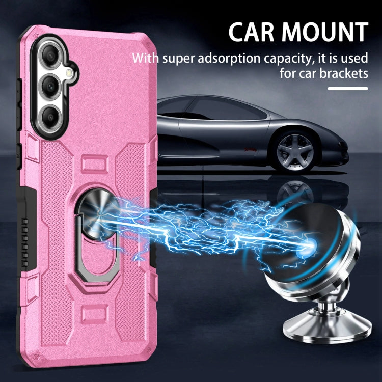 For Samsung Galaxy S25 5G Ring Holder Armor Hybrid Phone Case(Pink) - Galaxy S25 5G Cases by buy2fix | Online Shopping UK | buy2fix