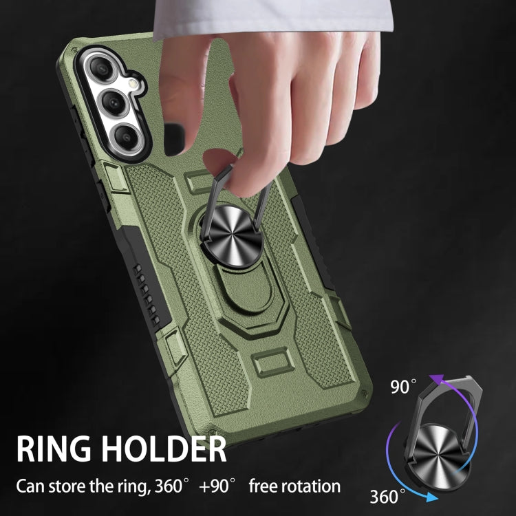 For Samsung Galaxy S25 5G Ring Holder Armor Hybrid Phone Case(Green) - Galaxy S25 5G Cases by buy2fix | Online Shopping UK | buy2fix