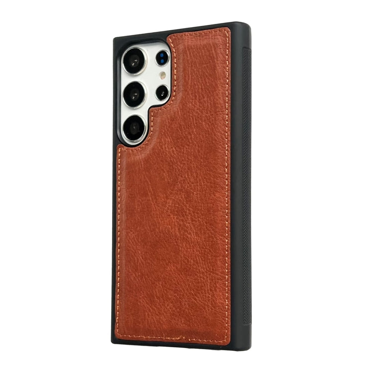 For Samsung Galaxy S25 Ultra 5G Cowhide Texture Back Cover Phone Case(Brown) - Galaxy S25 Ultra 5G Cases by buy2fix | Online Shopping UK | buy2fix