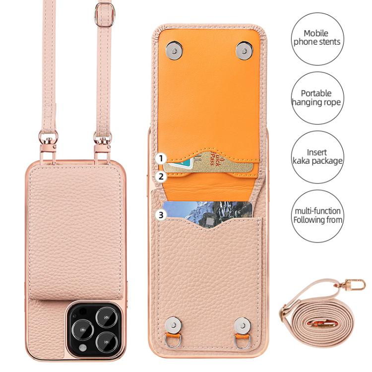 For iPhone 16 Pro Max VIETAO Litchi Texture Wallet PU Phone Case with Lanyard(Orange) - iPhone 16 Pro Max Cases by VIETAO | Online Shopping UK | buy2fix