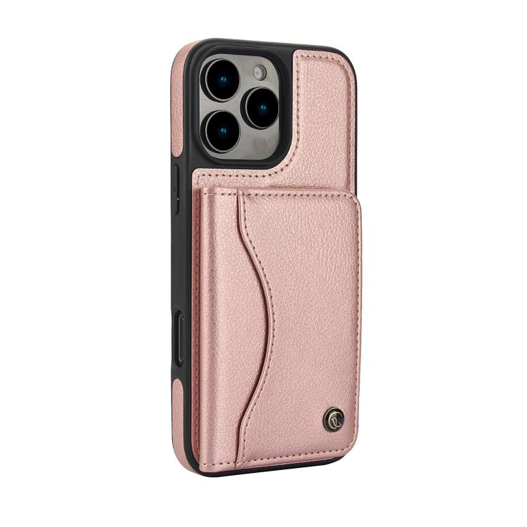 For iPhone 16 Pro Max AwQuer Horizontal Flip Card Bag Holder Leather Phone Case(Rose Gold) - iPhone 16 Pro Max Cases by Awquer | Online Shopping UK | buy2fix