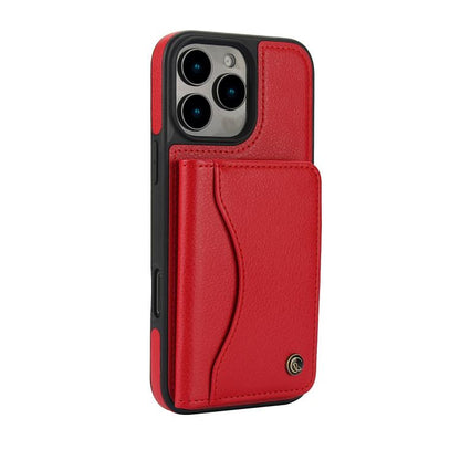 For iPhone 16 Pro AwQuer Horizontal Flip Card Bag Holder Leather Phone Case(Red) - iPhone 16 Pro Cases by Awquer | Online Shopping UK | buy2fix