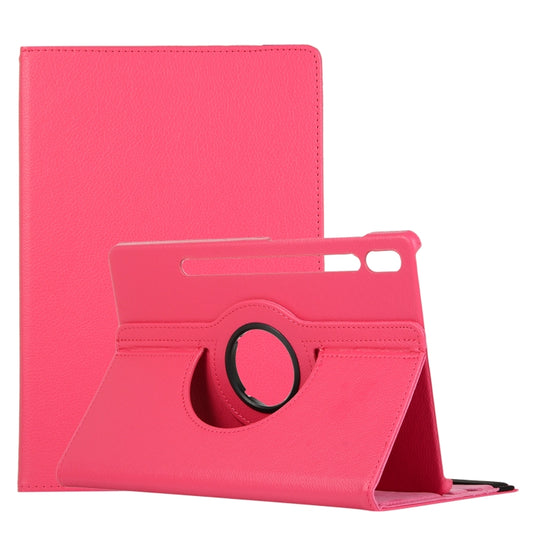 For Samsung Galaxy Tab S8+ / Tab S8 Plus /  Tab S7 FE / Tab S7+ / T970 / T976B Litchi Texture Horizontal Flip 360 Degrees Rotation Leather Case with Holder(Rose Red) - Galaxy Tab S8+ Cases by buy2fix | Online Shopping UK | buy2fix