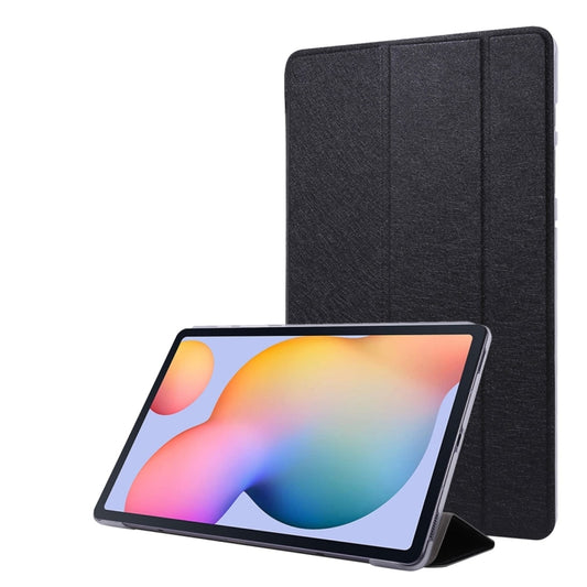 For Samsung Galaxy Tab S8+ / Tab S8 Plus /  Tab S7 FE / Tab S7+ / T970 Silk Texture Three-fold Horizontal Flip Leather Case with Holder & Pen Slot(Black) - Galaxy Tab S8+ Cases by buy2fix | Online Shopping UK | buy2fix