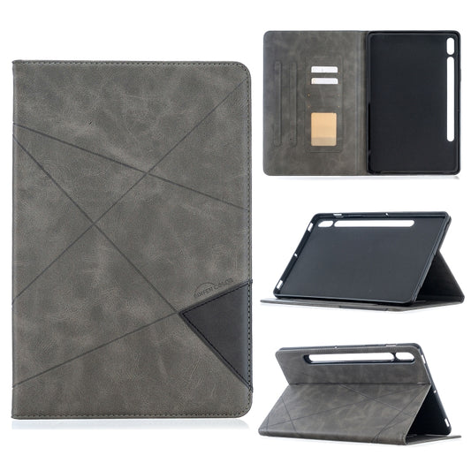 For Samsung Galaxy Tab S8 / Galaxy Tab S7 T870 Rhombus Texture Horizontal Flip Magnetic Leather Case with Holder & Card Slots(Grey) - Galaxy Tab S8 Cases by buy2fix | Online Shopping UK | buy2fix