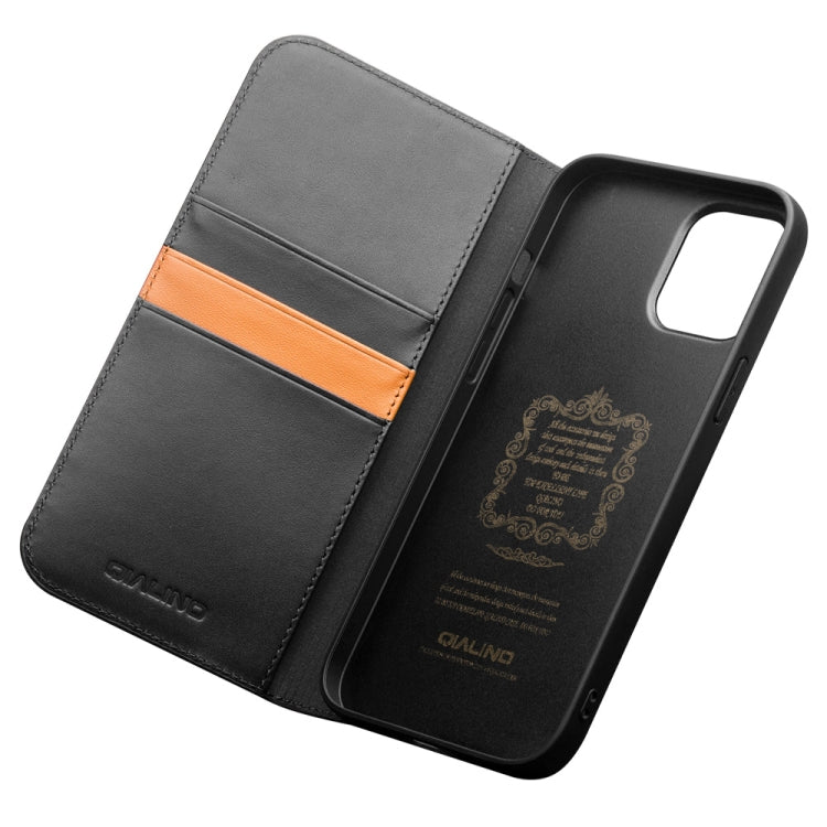 For iPhone 12 / 12 Pro QIALINO Business Horizontal Flip Leather Case with Holder & Card Slots & Wallet(Black) - iPhone 12 / 12 Pro Cases by QIALINO | Online Shopping UK | buy2fix