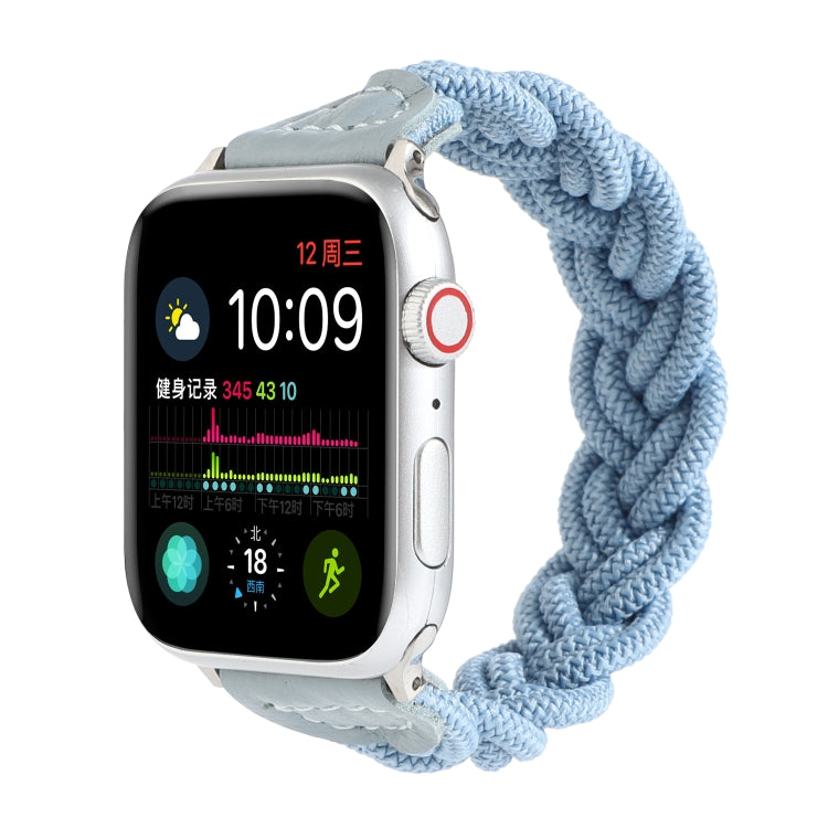 Elastic Woven Watch Band For Apple Watch Ultra 49mm&Watch Ultra 2 49mm / Series 9&8&7 45mm / SE 3&SE 2&6&SE&5&4 44mm / 3&2&1 42mm, Length:130mm(Sky Blue) - Watch Bands by buy2fix | Online Shopping UK | buy2fix