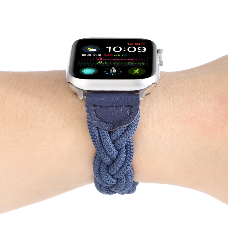 Elastic Woven Watch Band For Apple Watch Ultra 49mm&Watch Ultra 2 49mm / Series 9&8&7 45mm / SE 3&SE 2&6&SE&5&4 44mm / 3&2&1 42mm, Length:130mm(Blue) - Watch Bands by buy2fix | Online Shopping UK | buy2fix