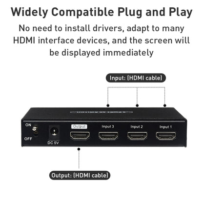 Measy SWH4631 4K 60Hz 3 In 1 Out HDMI Converter Switcher, Plug Type: EU Plug (Black) - Switch by Measy | Online Shopping UK | buy2fix