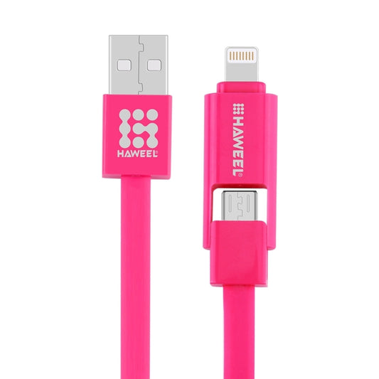 HAWEEL 1m 2 in 1 Micro USB & 8 Pin to USB Data Sync Charge Cable(Magenta) - Multifunction Cable by buy2fix | Online Shopping UK | buy2fix