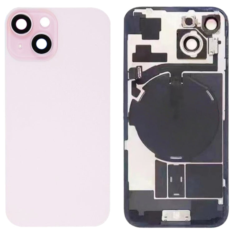 For iPhone 15 Glass Battery Back Cover with Flash Bracket + Wireless Charging Module(Pink) - Back Cover by buy2fix | Online Shopping UK | buy2fix