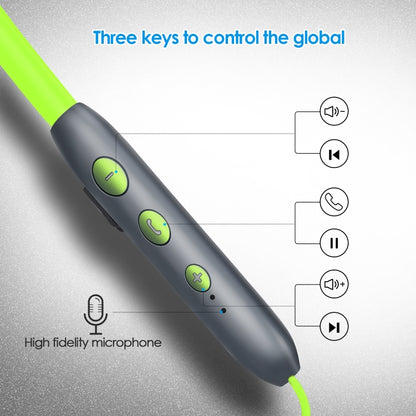 BH-I37 Bluetooth 5.0 Wire-controlled Bluetooth Earphone Built-in High-fidelity Microphone, Support Call (Green) - Bluetooth Earphone by buy2fix | Online Shopping UK | buy2fix