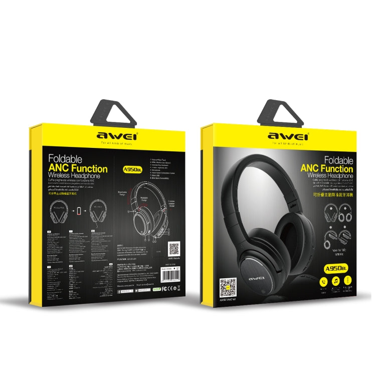 awei A950BL Collapsible Noise Cancelling Bluetooth Headset(Black) - Headset & Headphone by awei | Online Shopping UK | buy2fix