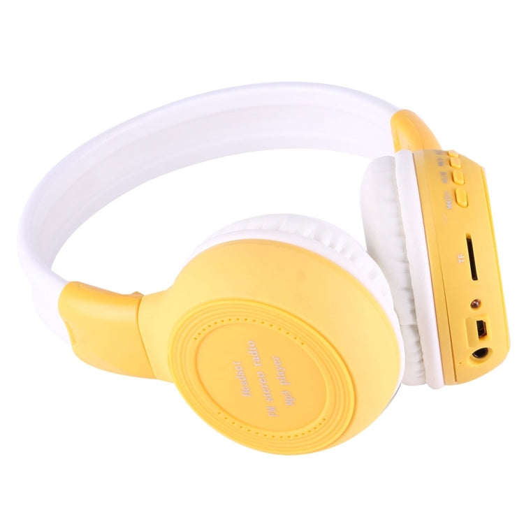 BS-N65 Headband Folding Stereo HiFi Wireless Headphone Headset with LCD Screen & TF Card Slot & LED Indicator Light & FM Function(Yellow) - Headset & Headphone by buy2fix | Online Shopping UK | buy2fix