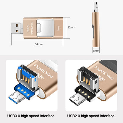 8GB USB 3.0 + 8 Pin + Mirco USB Android iPhone Computer Dual-use Metal Flash Drive (Silver) - U Disk & Card Reader by buy2fix | Online Shopping UK | buy2fix