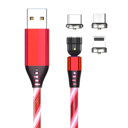 3 in 1 2.4A USB to 8 Pin + Micro USB + USB-C / Type-C 540 Degree Bendable Streamer Magnetic Data Cable, Cable Length: 1m (Red) - Charging Cable & Head by buy2fix | Online Shopping UK | buy2fix