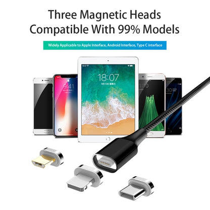 M11 3 in 1 3A USB to 8 Pin + Micro USB + USB-C / Type-C Nylon Braided Magnetic Data Cable, Cable Length: 1m (Silver) - Charging Cable & Head by buy2fix | Online Shopping UK | buy2fix