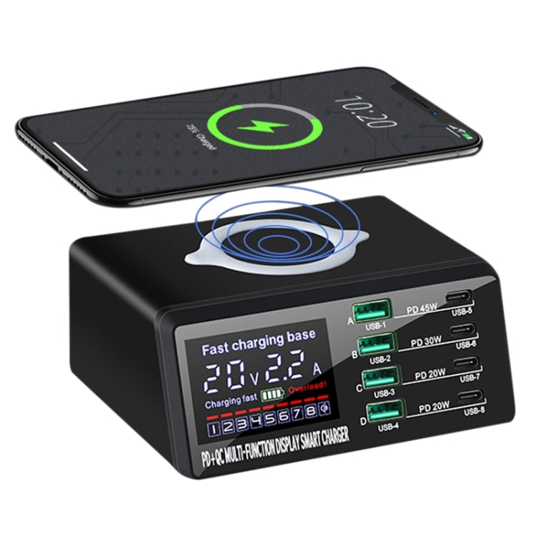 X9D 110W Multi-ports Smart Charger Station + Wireless Charger AC100-240V, UK Plug (Black) - Multifunction Charger by buy2fix | Online Shopping UK | buy2fix