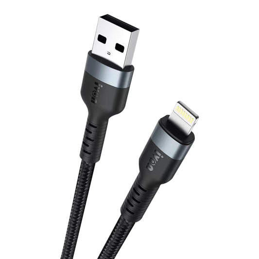 IVON CA88 12W 2.4A USB to 8 Pin Nylon Braid Fast Charge Data Cable, Cable Length: 1m (Black) - Normal Style Cable by IVON | Online Shopping UK | buy2fix