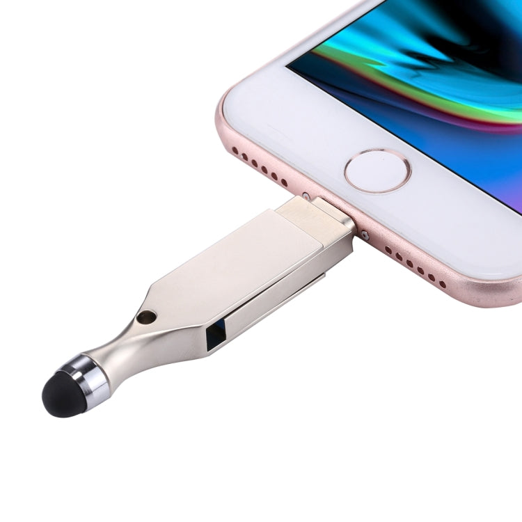 RQW-10E 2 in 1 USB 2.0 & 8 Pin 128GB Flash Drive with Stylus Pen, for iPhone & iPad & iPod & Most Android Smartphones & PC Computer - U Disk & Card Reader by buy2fix | Online Shopping UK | buy2fix