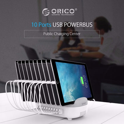 ORICO DUK-10P 120W 10 USB Ports Smart Charging Station with Phone & Tablet Stand, AU Plug(White) - Multifunction Charger by ORICO | Online Shopping UK | buy2fix