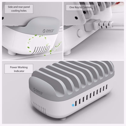 ORICO DUK-10P 120W 10 USB Ports Smart Charging Station with Phone & Tablet Stand, US Plug(White) - Multifunction Charger by ORICO | Online Shopping UK | buy2fix